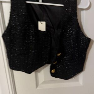 Mable at Anthropologie Black 2 piece Vest Skirt Set Small *** Runs Small*** NWT